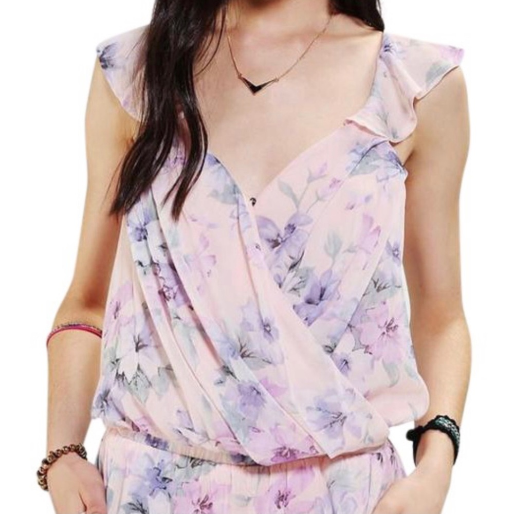 Luca Couture Floral Chiffon Romper Shorts